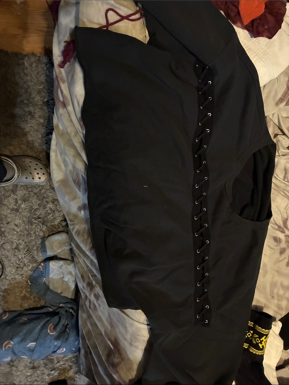 Zara Black Lace-Up Long Sleeve Top